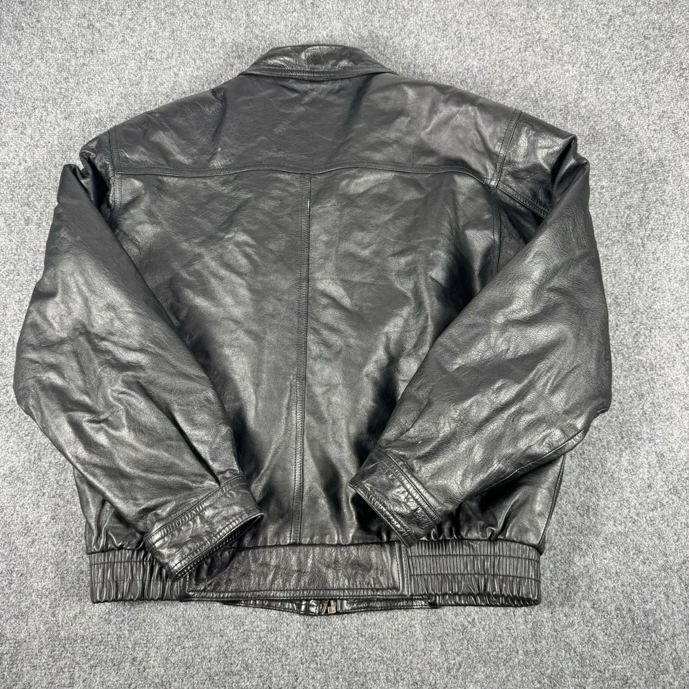 Vintage Black Leather Jacket Korean Style Viaggio M Mens Zip Up Classic